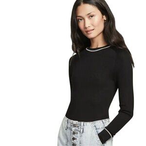 Veronica Beard Kinnie Ribbed Pullover Merino Wool Black Designer Sweater Size M